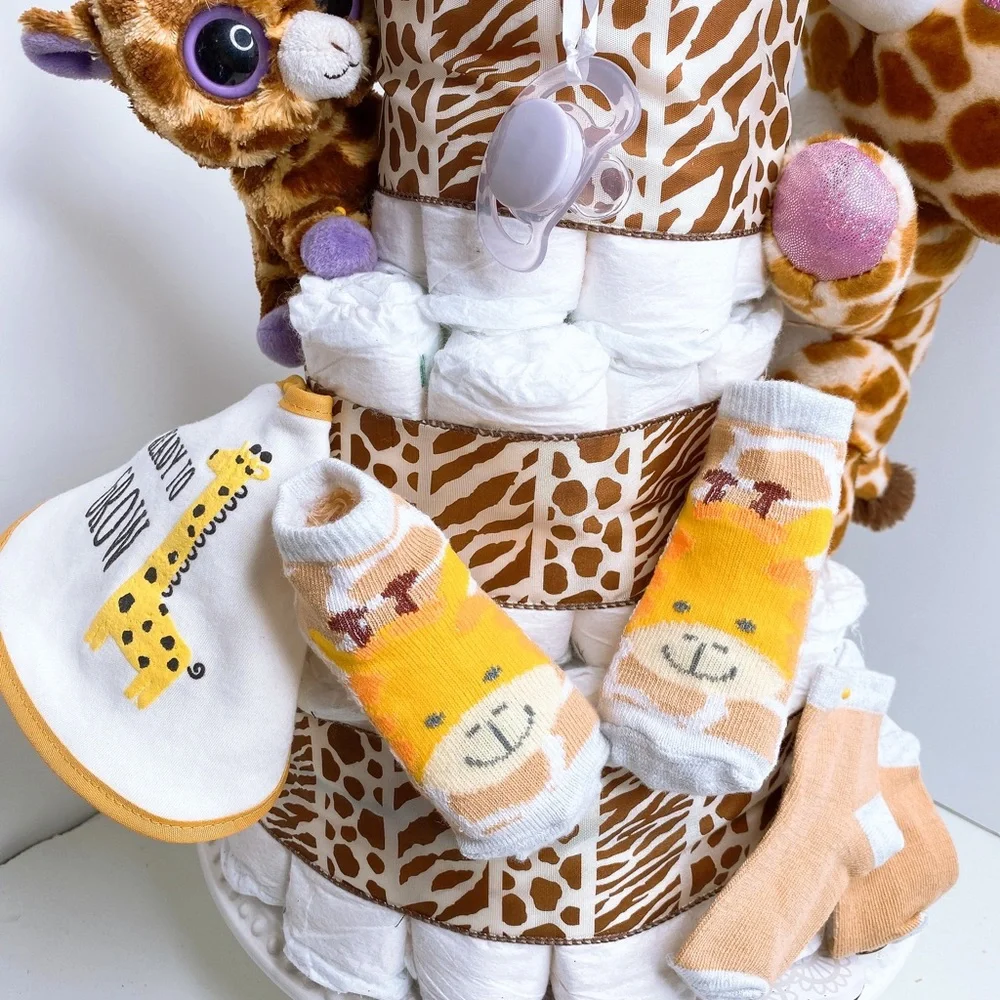 Safari Diaper Cake, Giraffe Diaper Cake